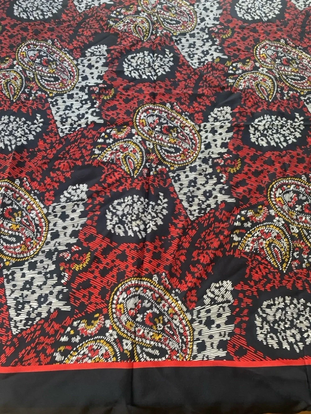 Dior Black Red Paisley Silk Scarf - Picture 3 of 6